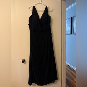 Navy v neck floor length dress